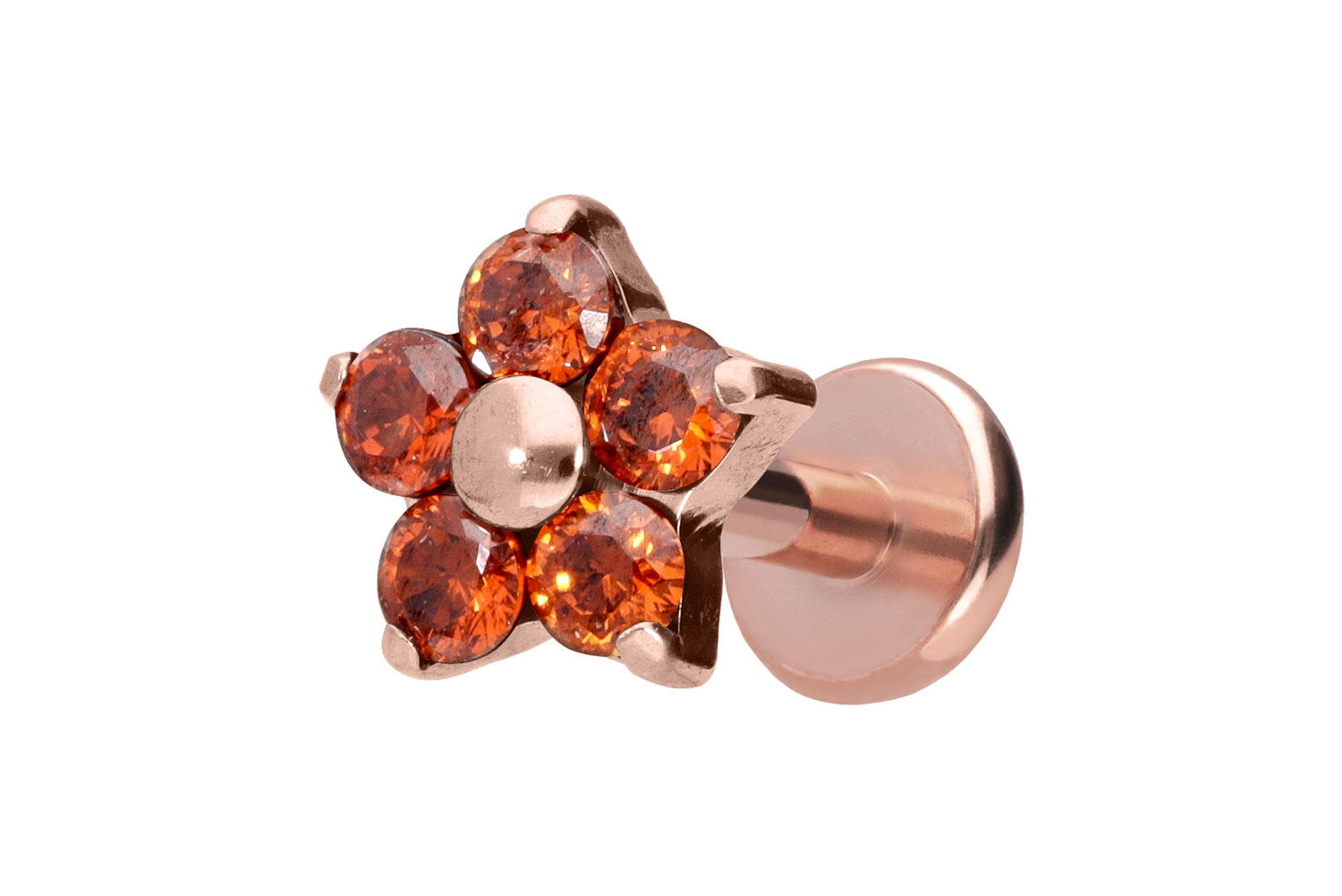 Titan Labret Piercing mit Push Fit KRISTALLBLUME